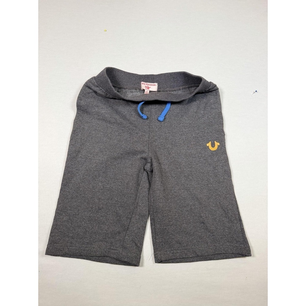 True Religion Shorts Mens Small Gray Fleece Sweat Drawstring Logo Athletic